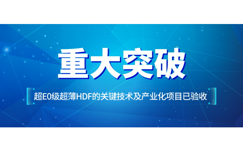 【重大突破】超E0级超薄HDF的关键技术及产业化项目已验收！